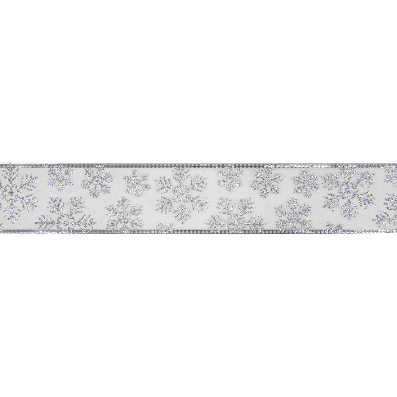 Sheer Silver Snowflake Christmas Wired Craft Ribbon 2.5" x 10 Yards