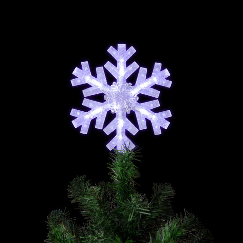 14.75" LED Lighted Clip-On Snowflake Christmas Tree Topper, White Lights