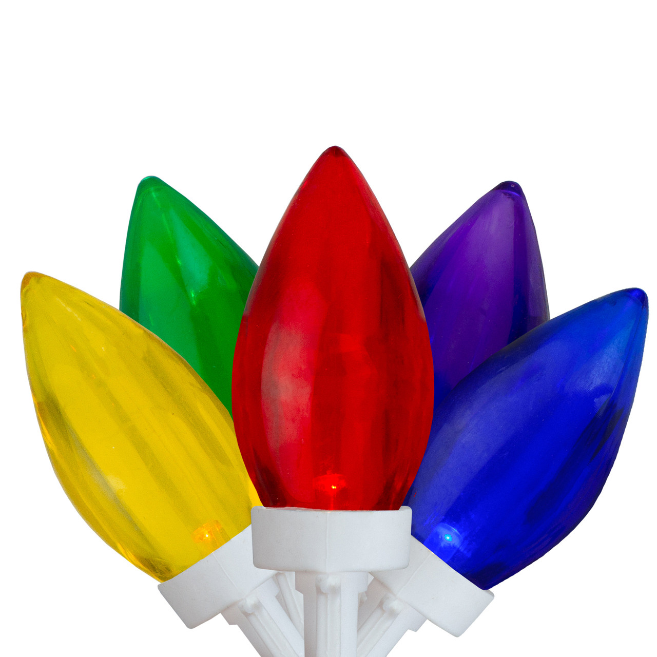 25 Count Multi-Color LED C9 Christmas Lights, 16 ft White Wire