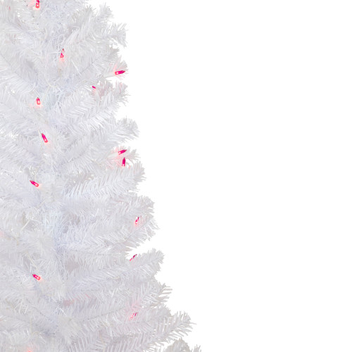 4' Pre-Lit Woodbury White Pine Slim Artificial Christmas Tree, Pink Lights