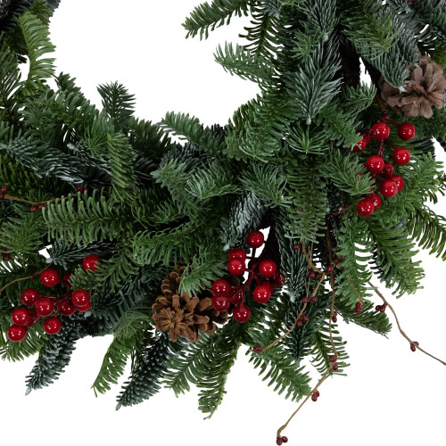 30'' Red Berries and Pine Cones Christmas Wreath, Unlit