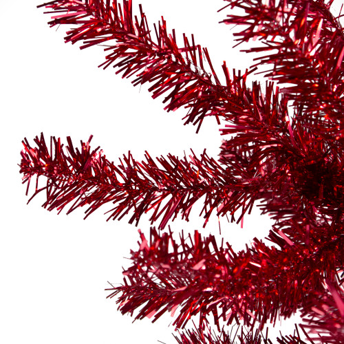 6' Metallic Red Tinsel Artificial Christmas Tree - Unlit