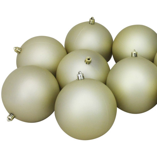 Set of 12 Champagne Gold Shatterproof Matte Christmas Ball Ornaments 4"