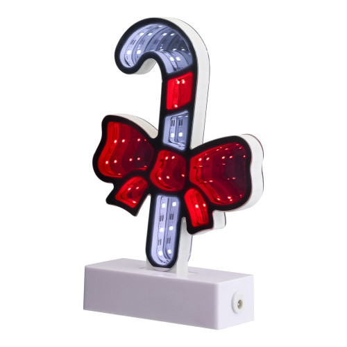 LED 3D Candy Cane with Bow Christmas Infinity Mirror - 8"