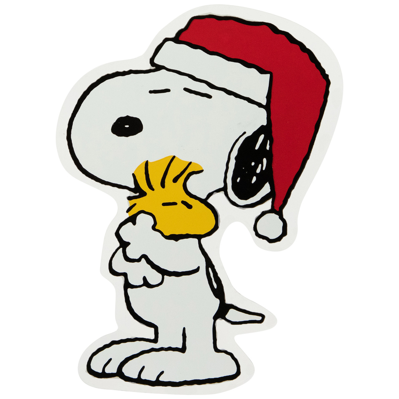 Peanuts Snoopy Hugs Woodstock Double Sided Christmas Window Cling Decoration - 7"