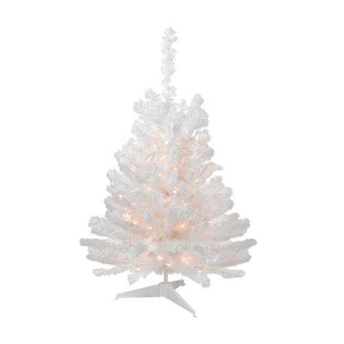3' Pre-Lit Snow White Artificial Christmas Tree, Clear Lights