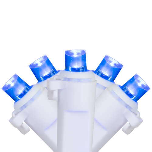 50ct Blue LED Wide Angle Christmas Lights, 16.25ft White Wire