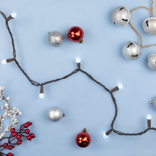 LED G12 Berry Christmas Lights - Pure White - 16' Brown Wire - 50 ct