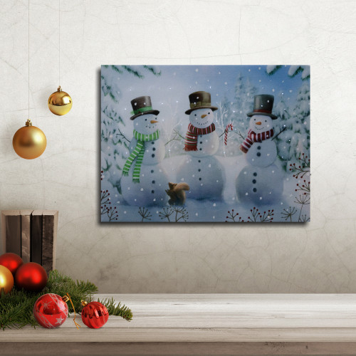 Battery Operated Lighted Wall Art - Cheerful Snowmen