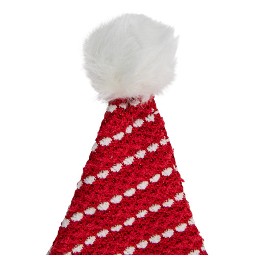 17" Red and White Striped Santa Hat With Pom Pom