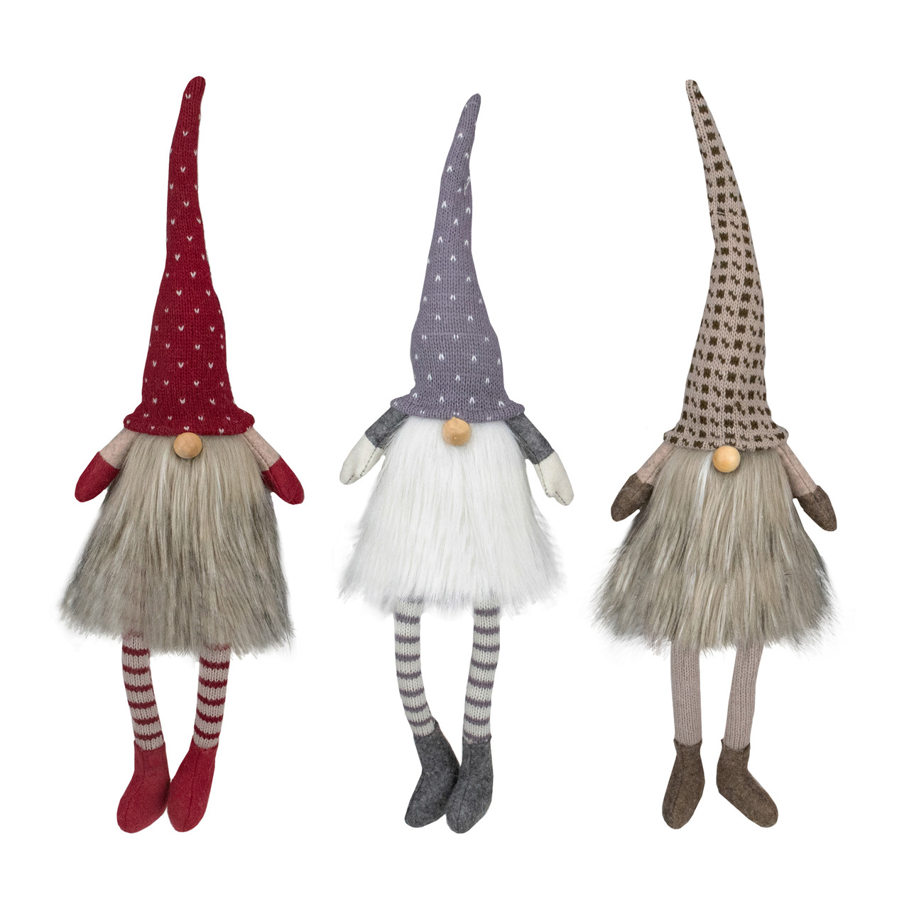 Sitting Christmas Gnomes with Dangling Legs - 20" - Set of 3