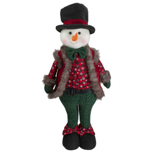 Jolly Plush Boy Snowman Christmas Figure - 25" - Red and Green