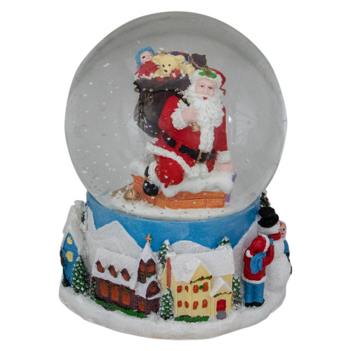6.5" Santa Coming Down the Chimney Christmas Snow Globe
