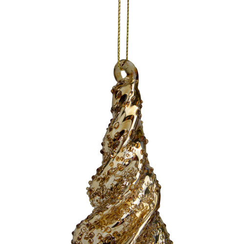 8.25" Shiny Gold Textured Finial Christmas Ornament