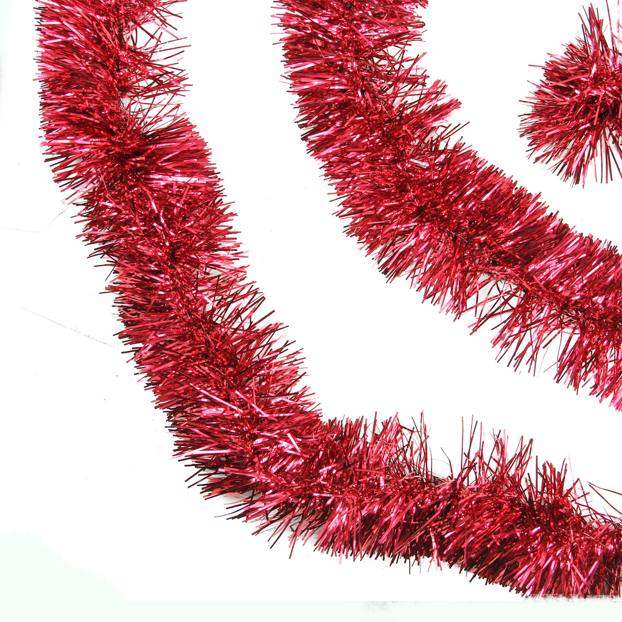 Shiny 6-Ply Commercial Christmas Foil Tinsel Garland - 50' x 4" - Red - Unlit