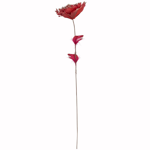 20.75" Red Feather Peony Artificial Christmas Floral Pick