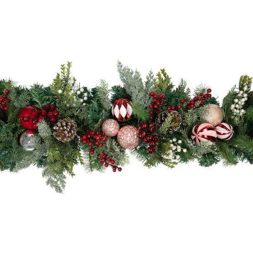 Pre-Decorated Ornaments and Pinecones Artificial Christmas Garland - 7' x 14" - Unlit