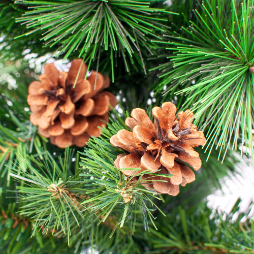 Mixed Pine and Pine Cones Artificial Christmas Tree in Jute Base - 23.5"