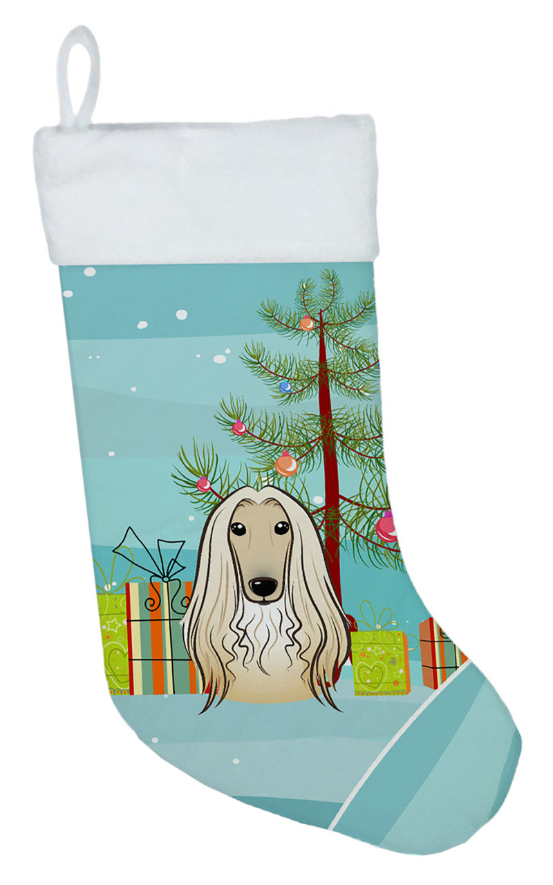 Christmas Tree and Afghan Hound Christmas Stocking BB1616CS