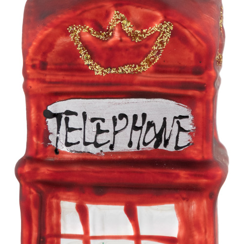 4.5" Red Euro Phone Booth Glass Christmas Ornament