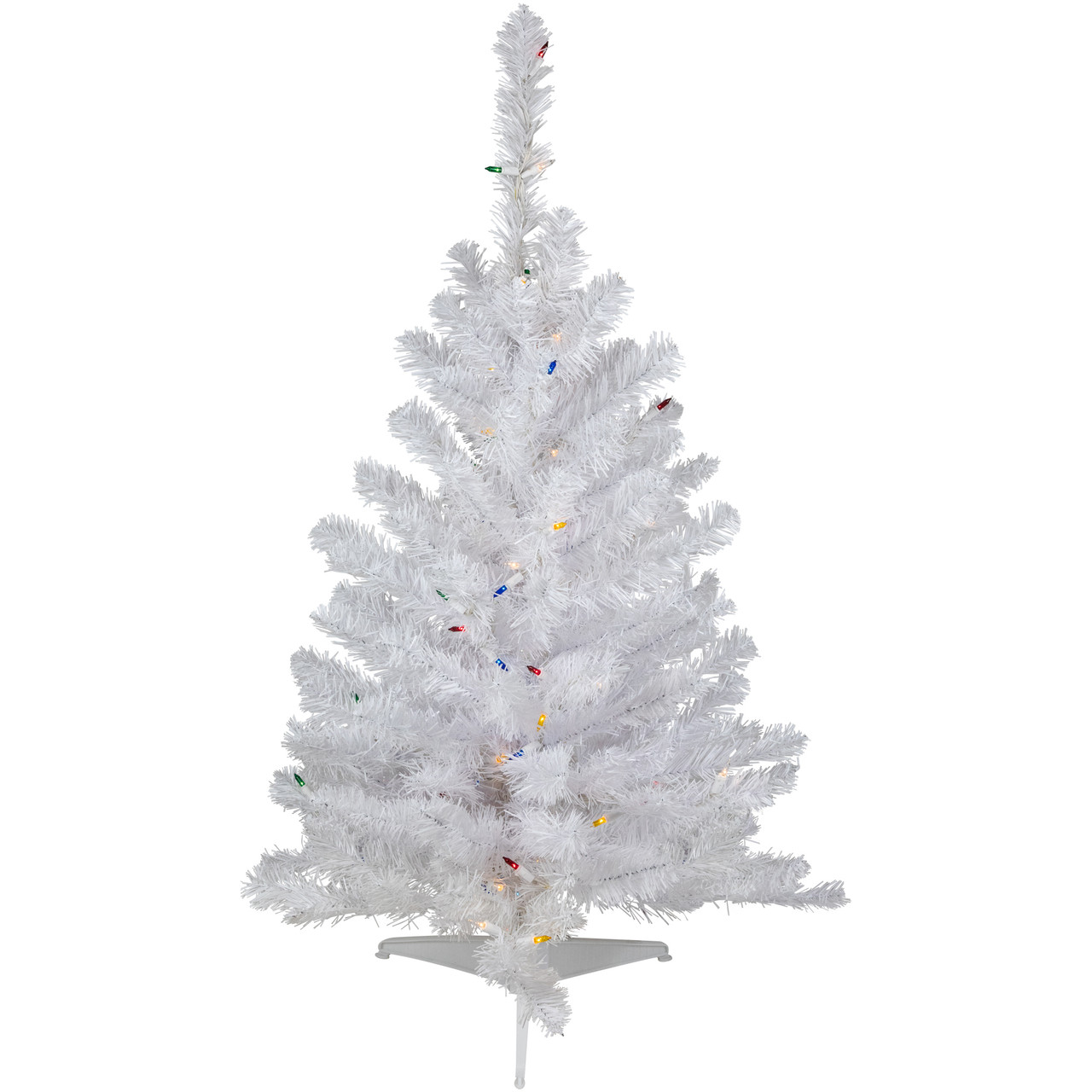 3' Pre-Lit Snow White Artificial Christmas Tree, Multi Lights