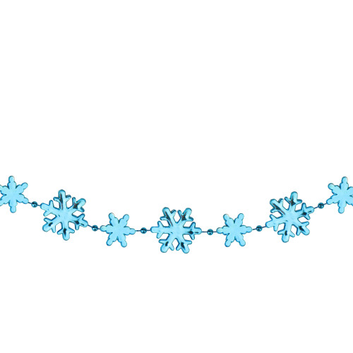 8' x 1" Shiny Blue Snowflakes Beaded Christmas Garland