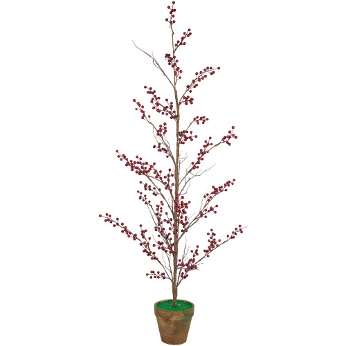 Potted Berry Artificial Christmas Twig Tree - Unlit - 4'