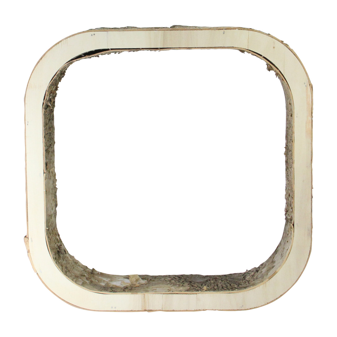 Rustic Square Wood Bark Decoration - 13.5" - Ivory and Brown