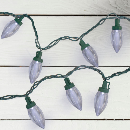 LED C9 Christmas Lights - Pure White - 20.25' Green Wire - 50ct