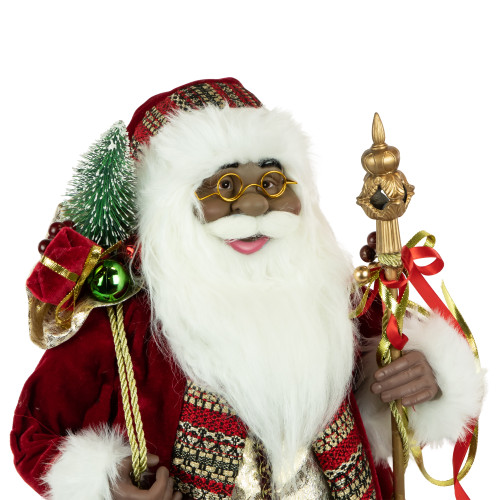 24" African American Santa Claus with Gift Bag Christmas Figure