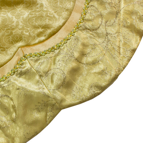 48-Inch Golden Scalloped Velvet Christmas Tree Skirt With a Metallic Trim