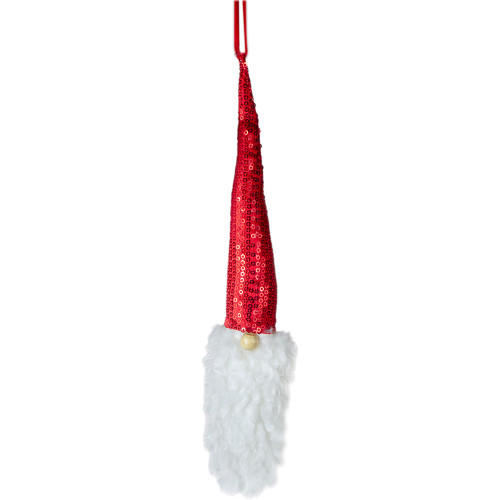 11" Red Sequin Santa Head With a Warm Hat Christmas Ornament