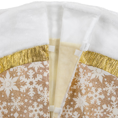 48" White and Gold Snowflake Christmas Tree Skirt