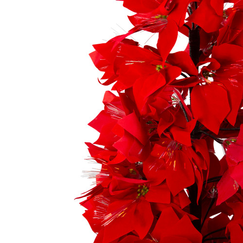 4' Pre-Lit Fiber Optic Color Changing Red Poinsettia Christmas Tree