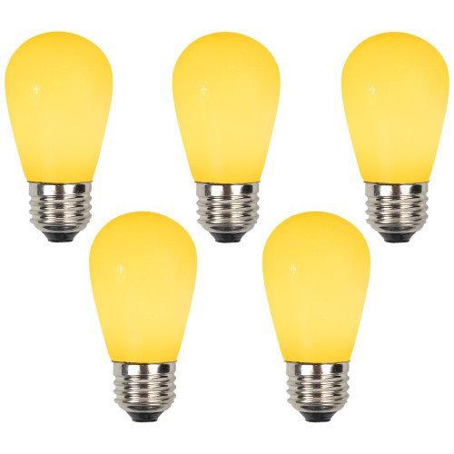 Pack of 25 Opaque Yellow LED S14 Christmas Replacement Light Bulbs - 1.3 Watts