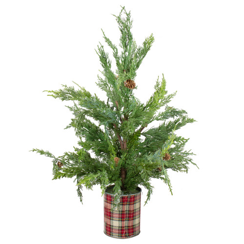 Real Touch?? Potted Iced Cedar Artificial Christmas Tree - 24" - Unlit