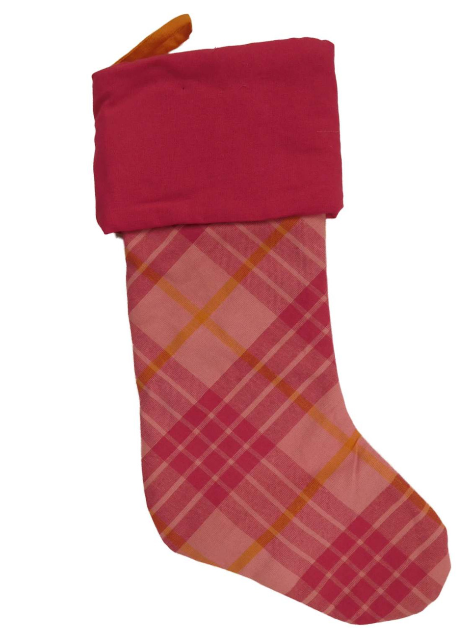 Pink Plaid Christmas Holiday Stocking