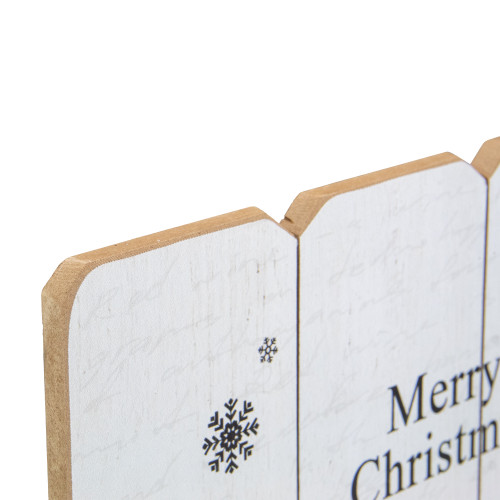 16�� White Merry Christmas Post Card Winter Scene Wooden Wall Sign