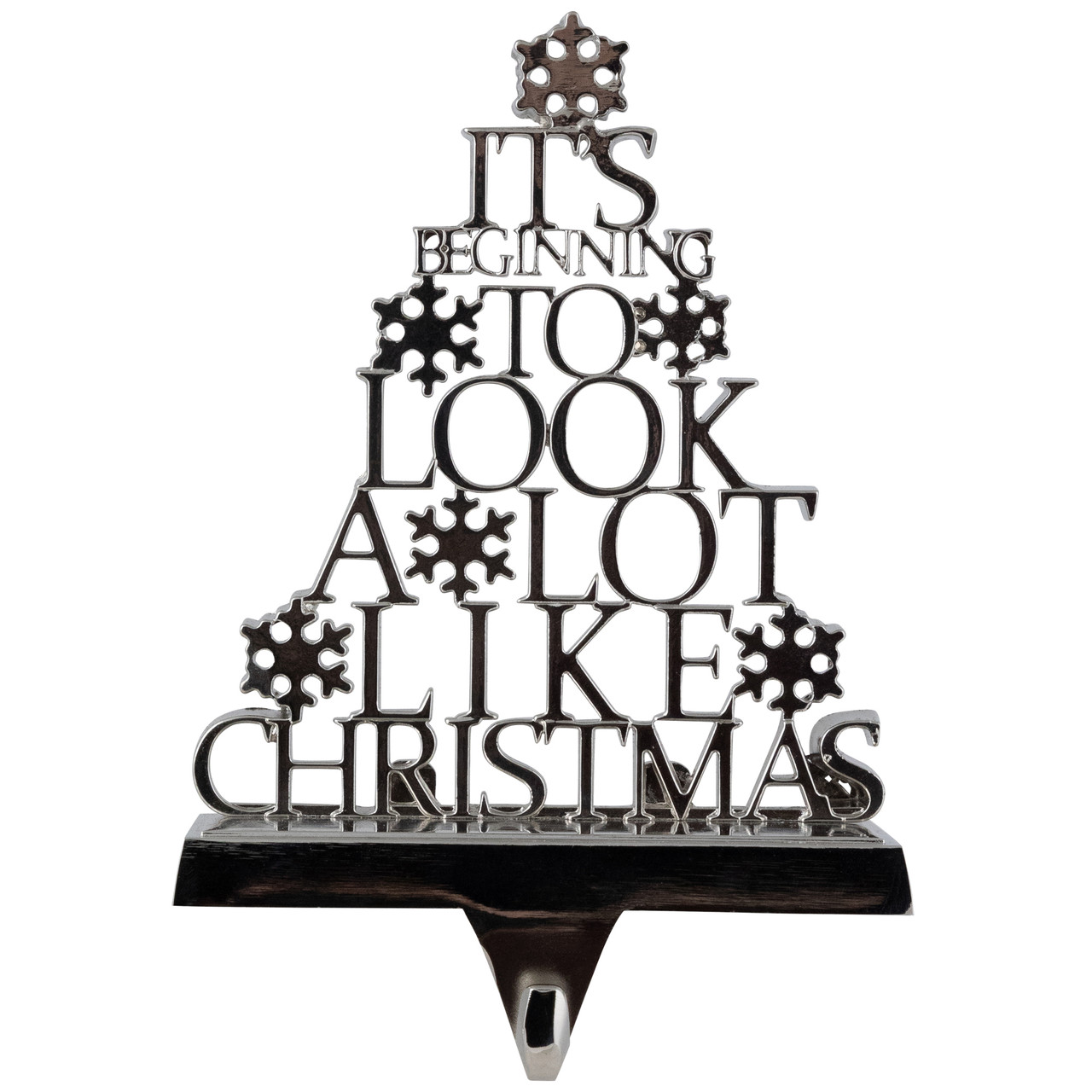 "It's Beginning to Look a Lot Like Christmas" Metal Tree Stocking Holder - 6.5"