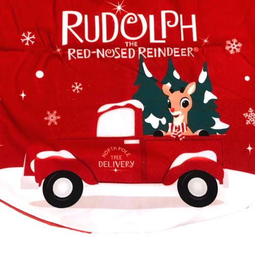 Rudolph The Red Nosed Reindeer 48 Inch Red Lined Holiday Christmas Tree Skirt