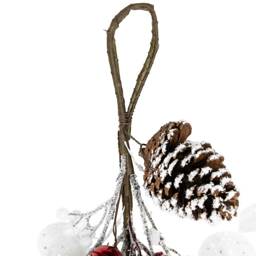 Berries and Snowflakes Artificial Christmas Garland - 6' x 8" - Red and White - Unlit