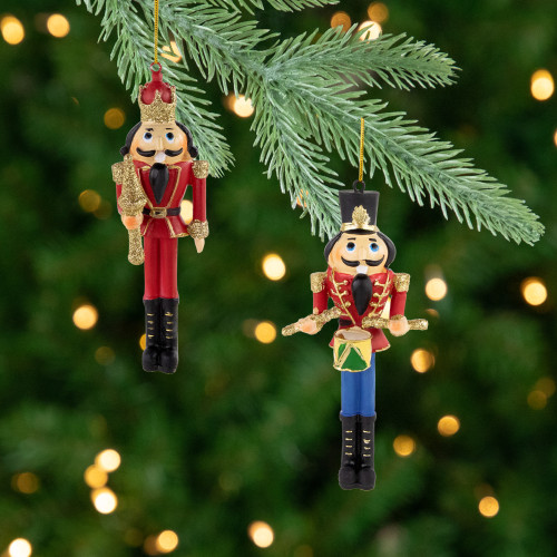 Set of 2 Nutcracker King and Soldier Christmas Ornaments 5.75"