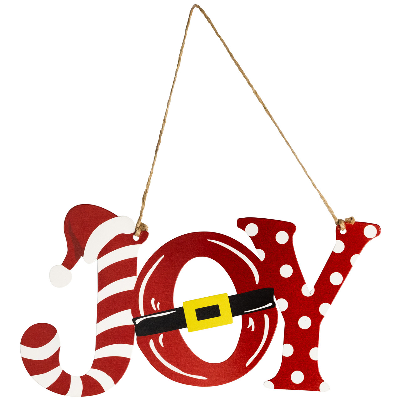 Santa Hat and Belt "Joy" Christmas Wall Sign - 12.25"
