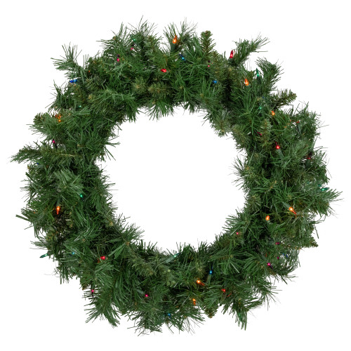 Pre-lit Chatham Pine Artificial Christmas Wreath, 24-Inch, Multi-Color Lights
