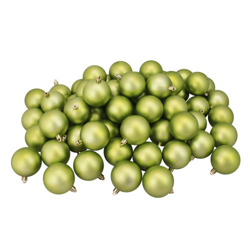60ct Kiwi Green Shatterproof Matte Christmas Ball Ornaments 2.5" (60mm)