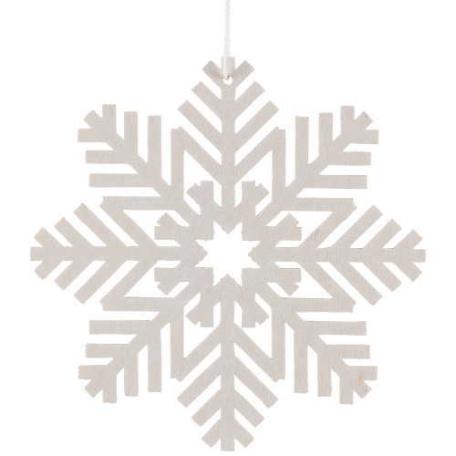 Snowflake Shaped Cut-Out Wooden Christmas Ornaments - 4.75" - White - Set of 4