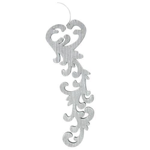 Set of 2 Black and Gray Scrollwork Christmas Ornaments 10.5"