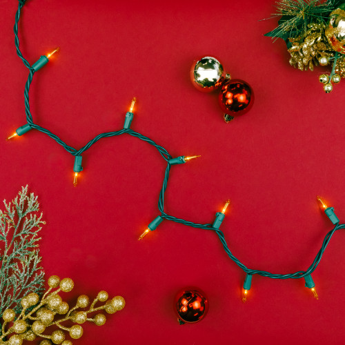 Mini Christmas Lights - Yellow - 20.25' Green Wire - 100ct