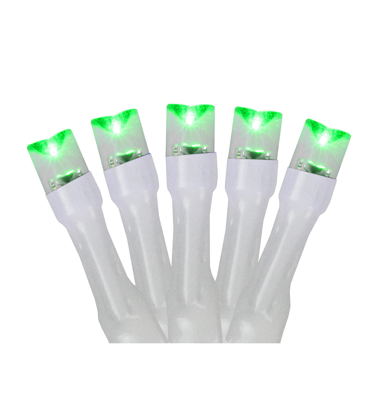 Battery Operated LED Christmas Lights - Green - 9.5' White Wire - 20ct