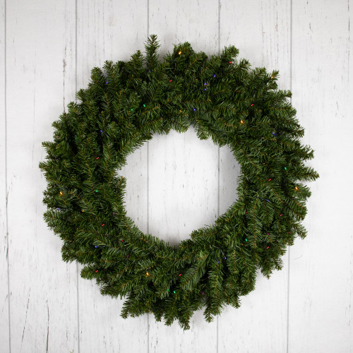 Pre-Lit Battery Operated Canadian Pine Christmas Wreath - 30" - Multi-Color LED Lights